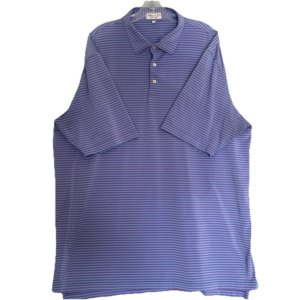 Peter Millar Summer Comfort Polo Shirt Blue Pink Stripes Men's  Size 2XL